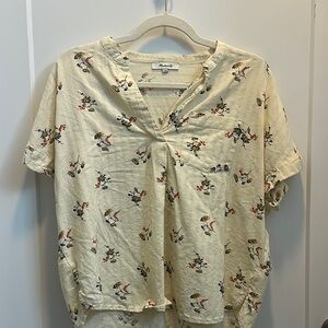 Madewell Cream Spring Summer Cotton Floral Blouse